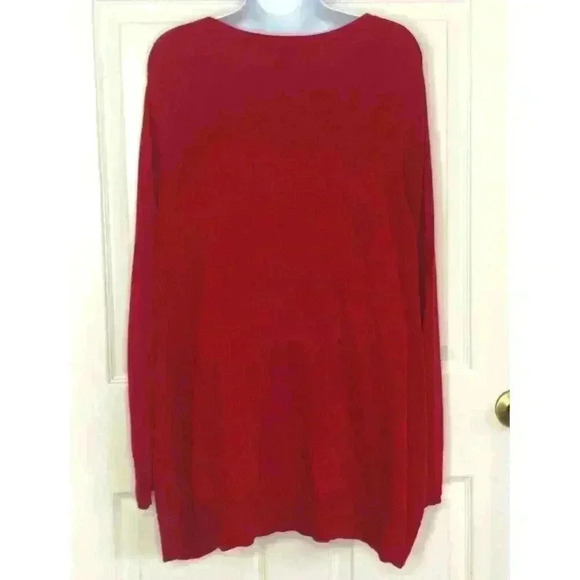 Catherines 1X cardigan 100% cotton scoop neck pearl snap long sleeve red - Picture 4 of 6